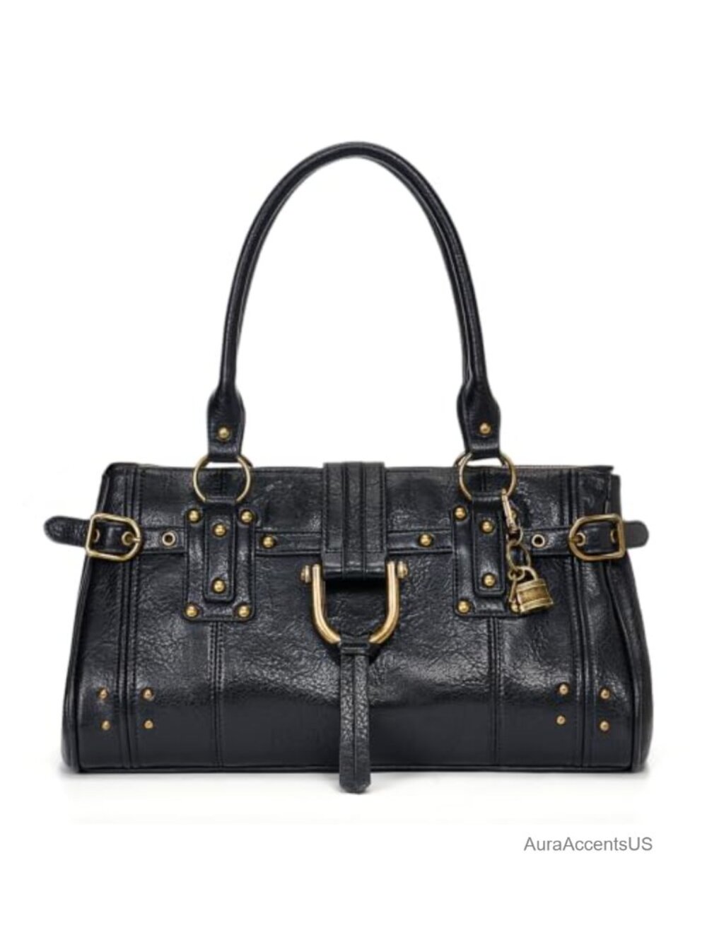 Slouchy Y2K Hobo Purse Tote Bag Faux Leather Distressed Hardware Handbag